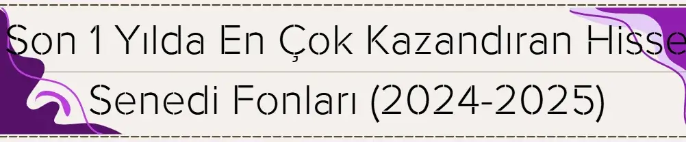 Son 1 Yılda En Çok Kazandıran Hisse Senedi Fonları (2024-2025): Kazananları Tanıyın! 